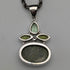 Vintage green serpentine and sterling silver pendant with sterling silver necklace